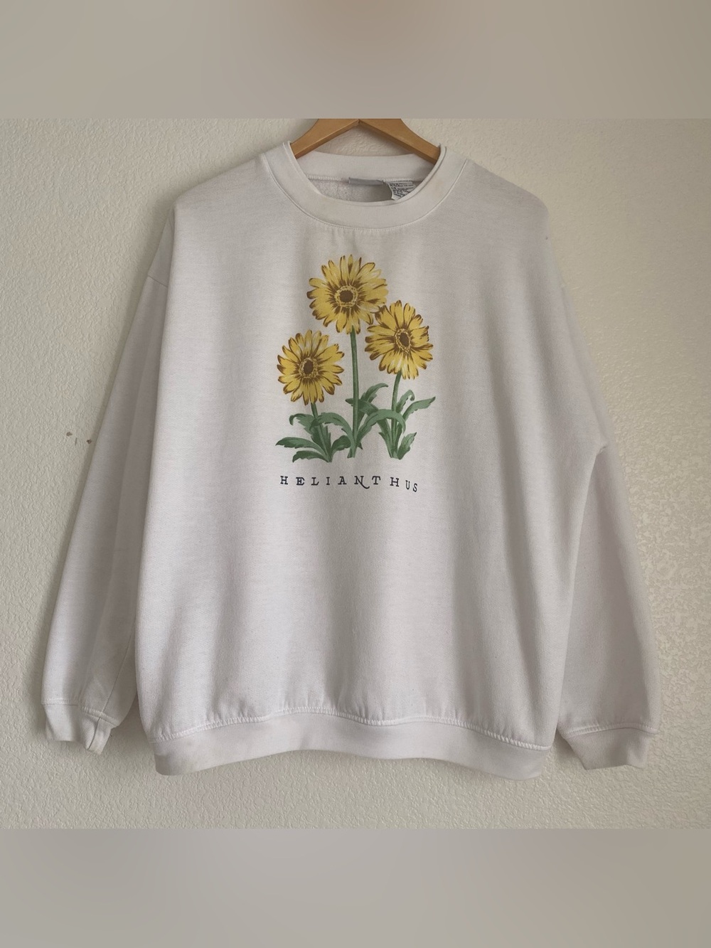 Vintage Helianthus crew-neck sweatshirt, white, XL